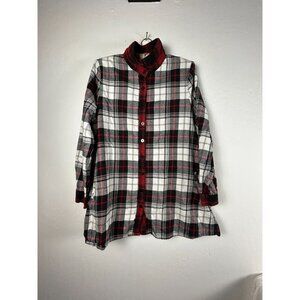 Tulip Womens Button Down Plaid Shirt Tunic Top Medium Red/Black Back-Button